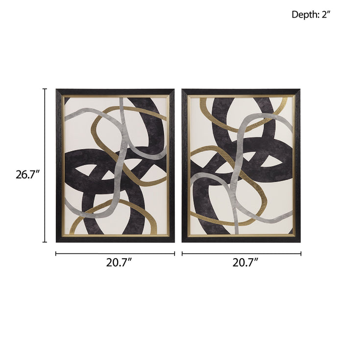 Gold Foil Abstract (Set of 2) Framed Canvas Wall Art Set