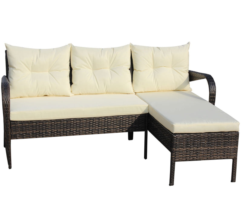 Outdoor Patio Sets (Set of 2) Conversation Set Wicker Ratten Sectional Sofa With Seat Cushions (Beige Cushion)