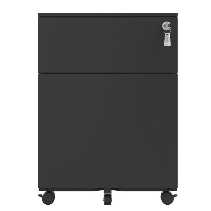 2 Drawer Mobile File Cabinet With Lock Steel File Cabinet For Legal / Letter / A4 / F4 Size, Fully AssembLED Include Wheels, Home / Office Design, Black