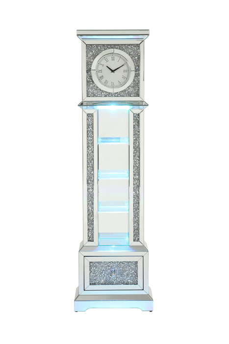 Acme Noralie Grandfather Clock, Led Mirrored And Faux Diamonds