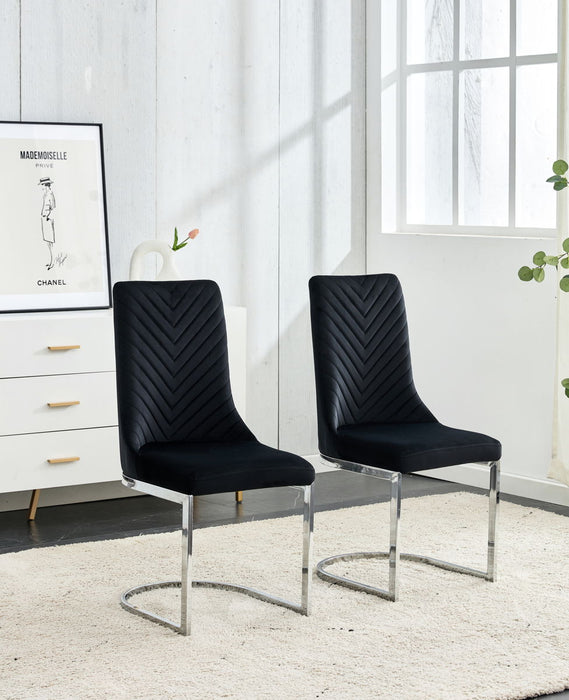 Dining Chairs Fabric (Set of 2) - Black