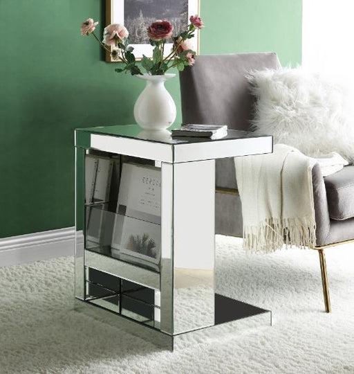Meria - Accent Table - Mirrored & Clear Glass - 24" Unique Piece Furniture