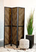 Marlene - Herringbone Pattern 3-Panel Screen - Rustic Tobacco And Black Unique Piece Furniture