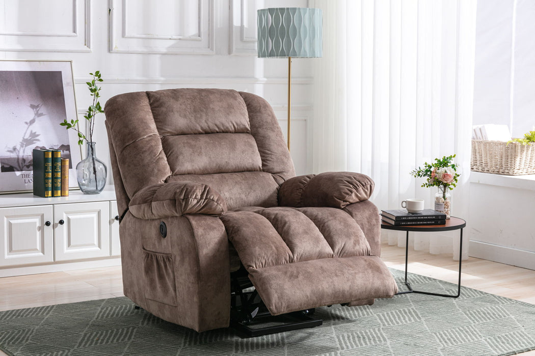 Electric Lift Recliner With Heat Therapy And Massage, Suitable For The Elderly, Heavy Recliner, Modern Padded Arms And Back - Camel
