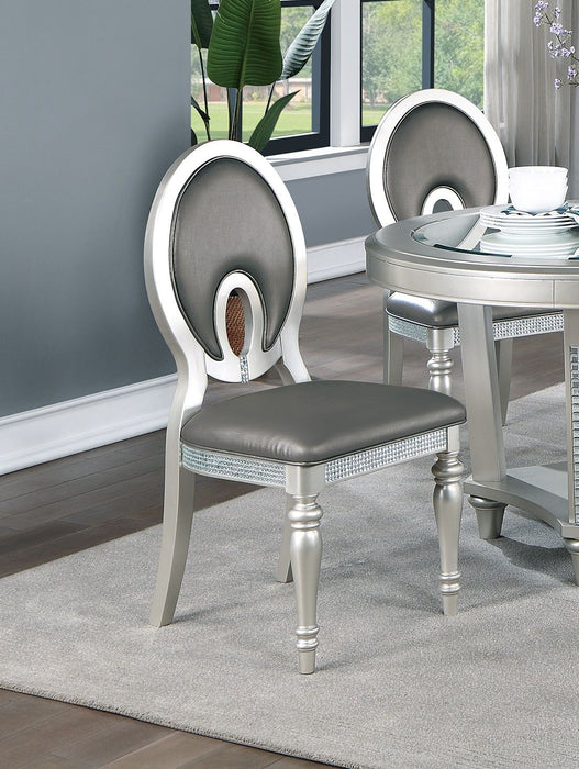 Formal Traditional Dining Room Furniture Chairs (Set of 2) Chairs Dark Gray Hue Accent Silver Side Chair Cutout Back Chair Cushion Seat