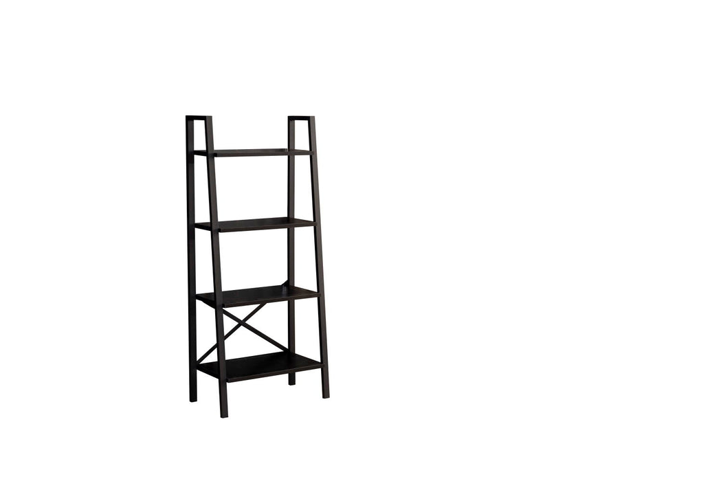 Leon 5 Tier Modern Ladder Bookshelf Organizers, Metal Frame Bookshelf For Small Spaces In Your Living Rooms, Office Furniture Bookcase, Black