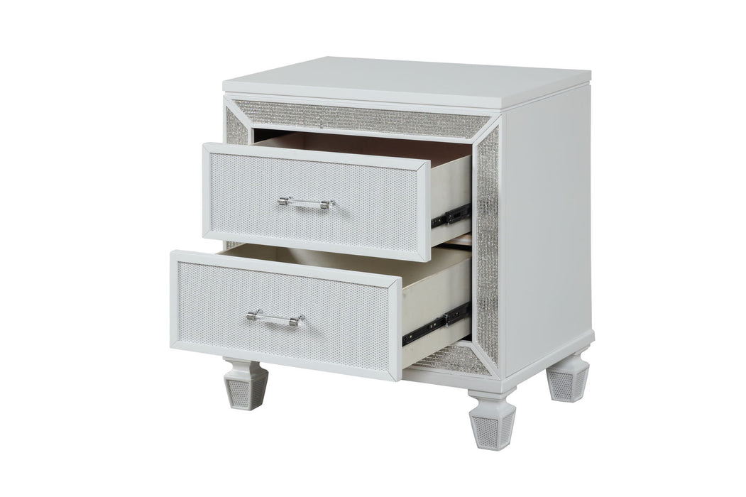 Crystal Nightstand Made With Wood Finished In White