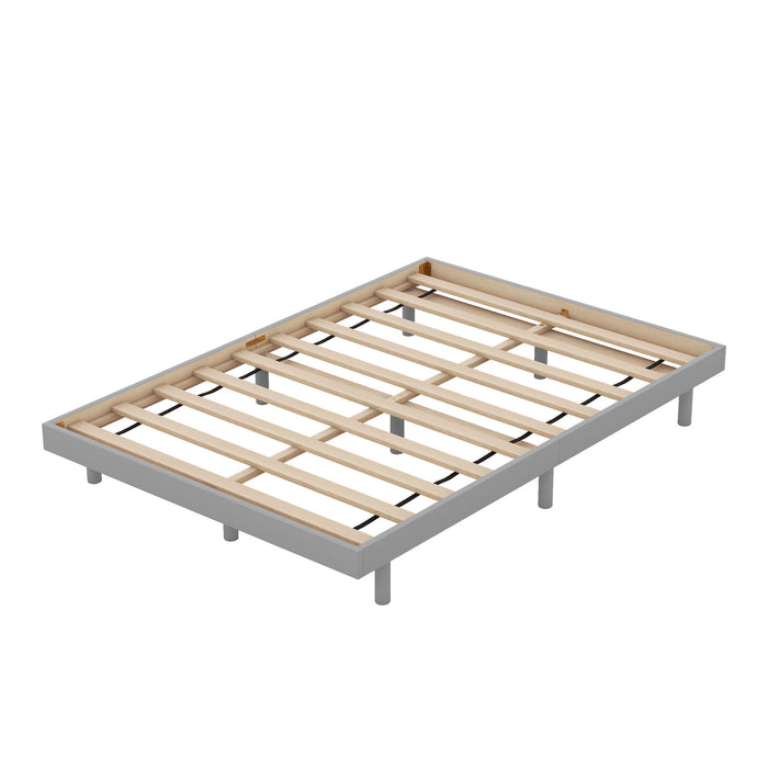 Modern Design Full Floating Platform Bed Frame Of Gray Color
