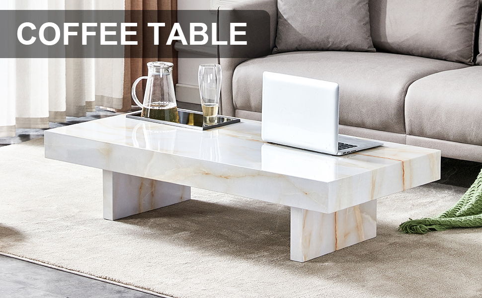 A Modern And Practical Coffee Table With Imitation Marble Patterns, Made Of MDF Material The Fusion Of Elegance And Natural Fashion