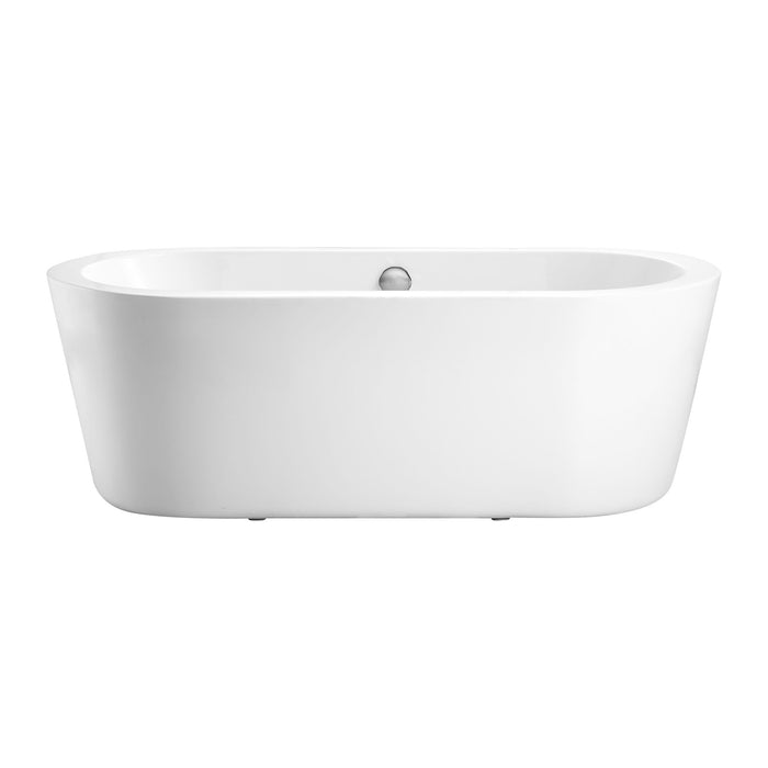 67" X 31. 5\'\'W Acrylic Art Freestanding Alone White Soaking Bathtub With Brushed Nickel Overflow And Pop Up Drain