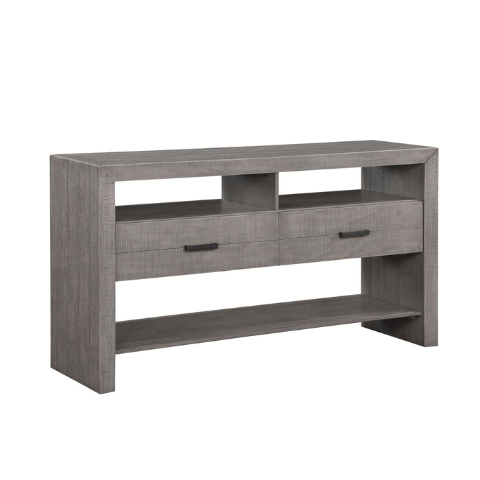 Modern Rustic Design 1 Piece Server Of 2 Drawers 3 Shelves Gray Finish Wooden Dining Room Furniture