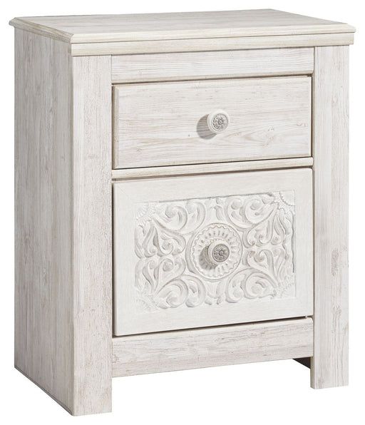 Paxberry - Whitewash - Two Drawer Night Stand Unique Piece Furniture