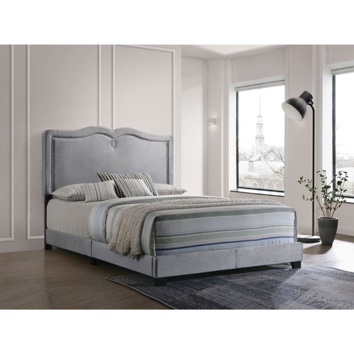 Reuben - Queen Bed - Gray Velvet Unique Piece Furniture