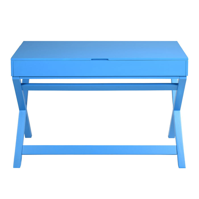 Lift Desk With 2 Drawer Storage, ComPuter Desk With Lift Table Top, Adjustable Height Table For Home Office, Living Room, Blue
