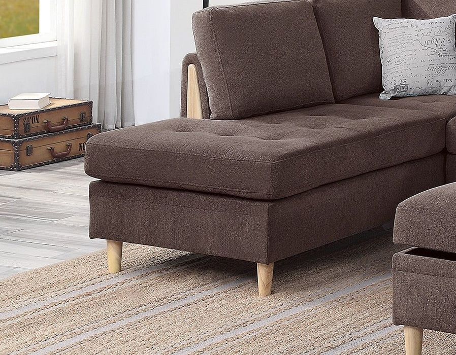 3 Pieces Reversible Sectional Set Living Room Furniture Chocolate Color Chenille Couch Sofa, Reversible Chaise Ottoman