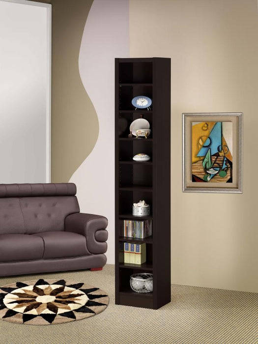 Eliam - Rectangular Bookcase With 2 Fixed Shelves - Cappuccino Unique Piece Furniture
