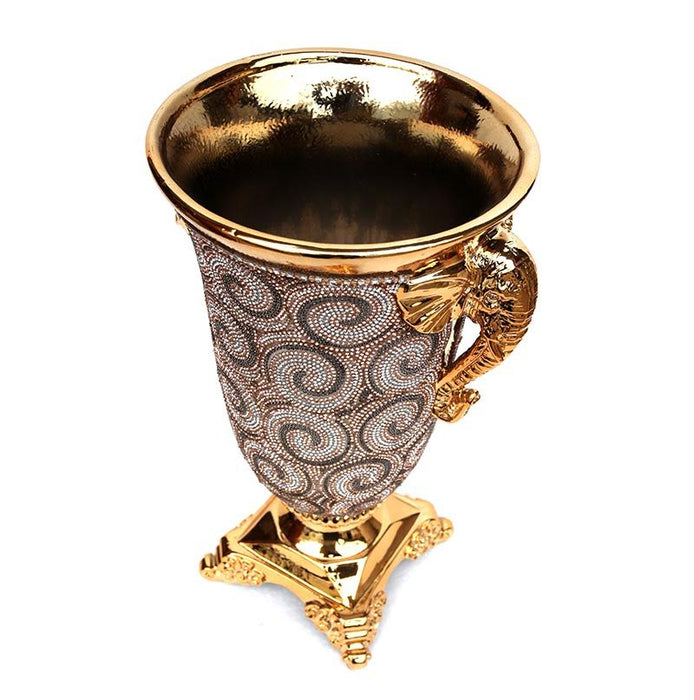 Ambrose Plated Crystal Embellished Ceramic Vase - Gold