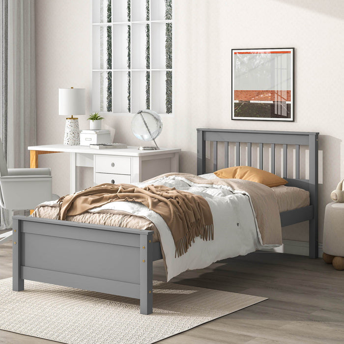 Twin Bed With Headboard And Footboard With Nightstand - Grey