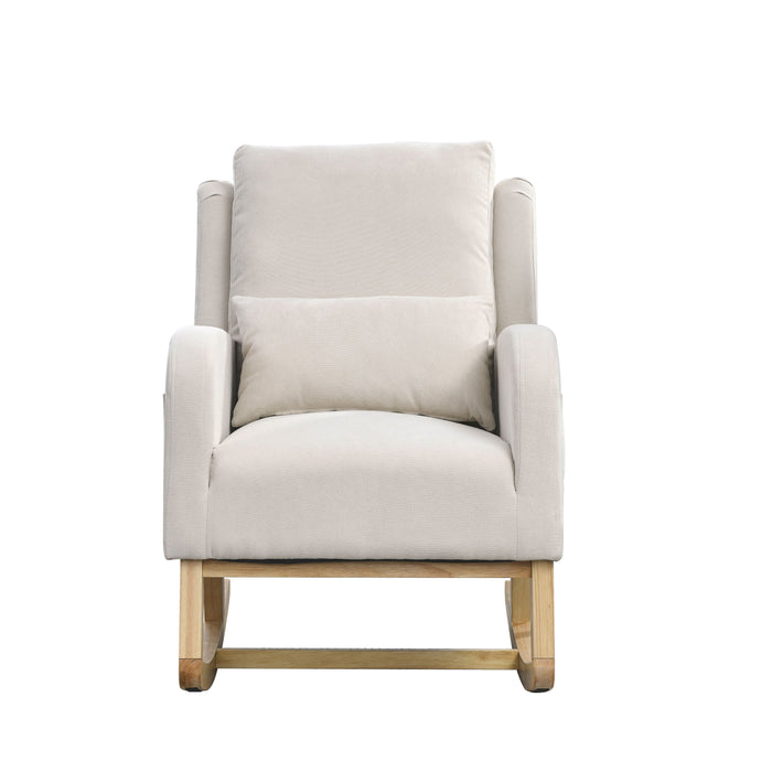 Welike 27.5 "W Modern Accent High Back Living Room Casual Armchair Rocker With One Lumbar Pillow, Two Side Pockets