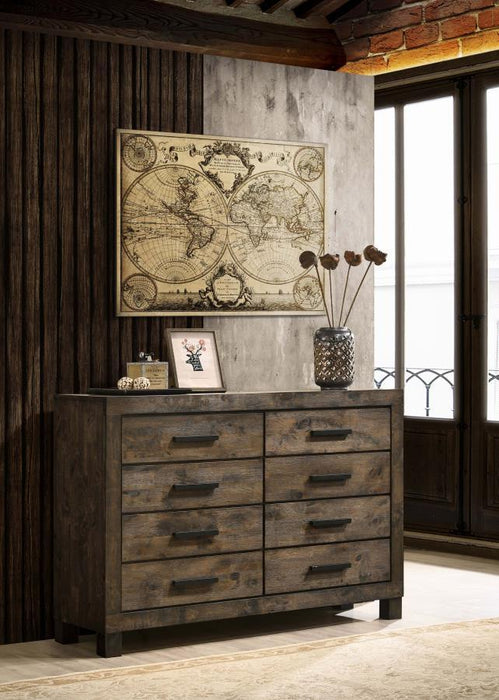 Woodmont - 8-Drawer Dresser - Rustic Golden Brown Unique Piece Furniture