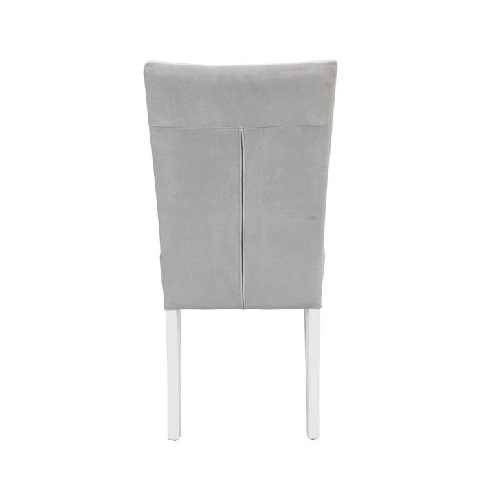 Elizaveta - Side Chair (Set of 2) - Gray Velvet, Faux Crystal Diamonds &White High Gloss Finish Unique Piece Furniture