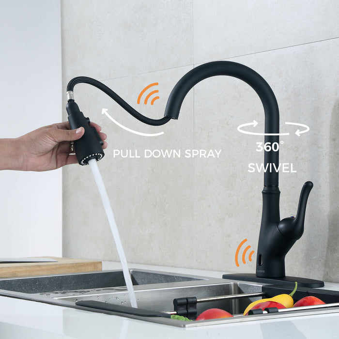 Pull Down Touchless Single Handle Faucet Kitchen - Matte Black
