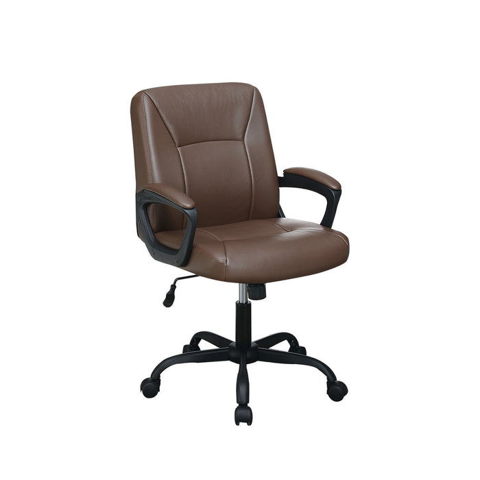 Adjustable Height Office Chair With Padded Armrests, Brown