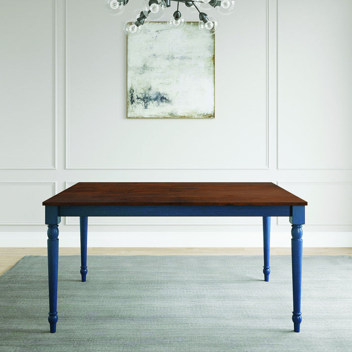 Lafayette Medium Brown And Navy Blue Wood Dining Table
