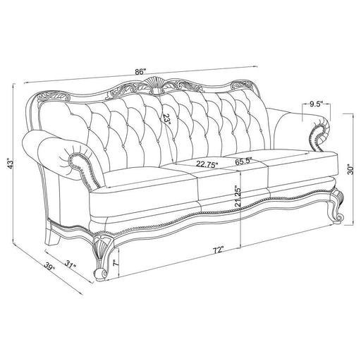 Victoria - Rolled Arm Sofa - Tri-Tone And Brown Unique Piece Furniture