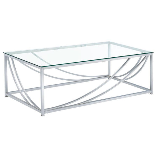 Lille - Glass Top Rectangular Coffee Table Accents - Chrome Unique Piece Furniture