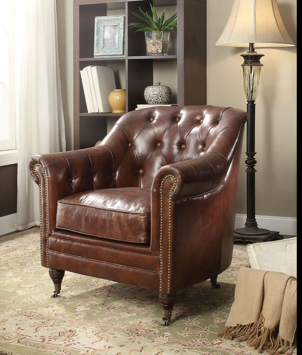 Aberdeen - Chair - Vintage Dark Brown Top Grain Leather Unique Piece Furniture