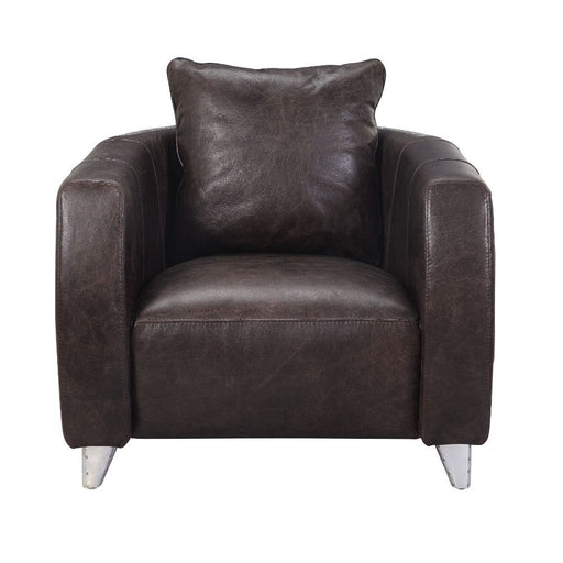 Kalona - Accent Chair - Distress Chocolate Top Grain Leather & Aluminum Unique Piece Furniture