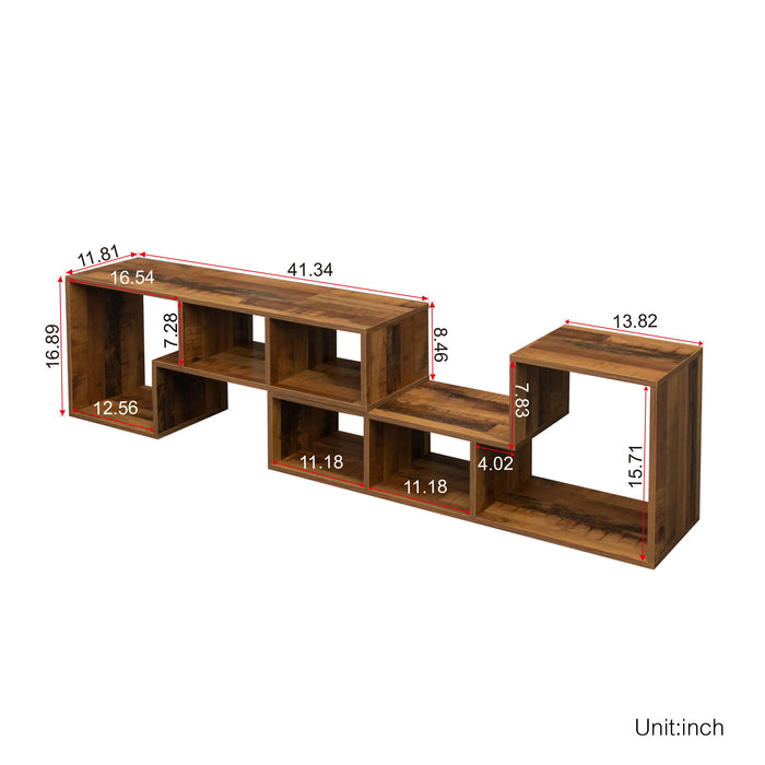 Double L-Shaped Oak Tv Stand - Display Shelf - Bookcase For Home Furniture - Fir Wood