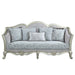 Qunsia - Sofa - Light Gray Linen & Champagne Finish Unique Piece Furniture