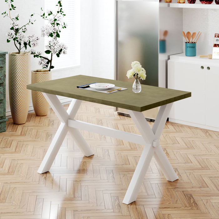 Topmax Farmhouse Rustic Wood Kitchen Dining Table With X Shape Legs - Gray Green