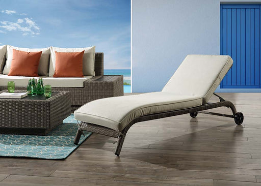 Salena - Patio Lounge Chair - Beige Fabric & Gray Finish - 13" Unique Piece Furniture