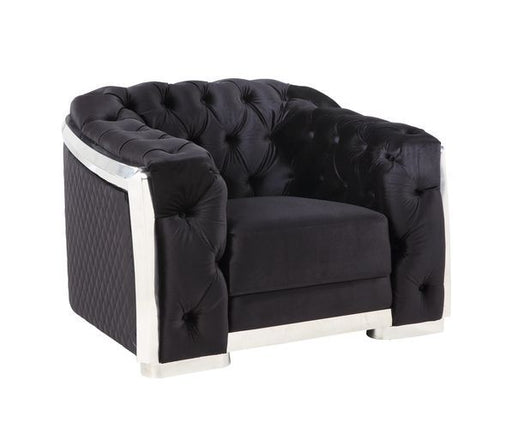 Pyroden - Chair - Black Velvet & Chrome Finish Unique Piece Furniture