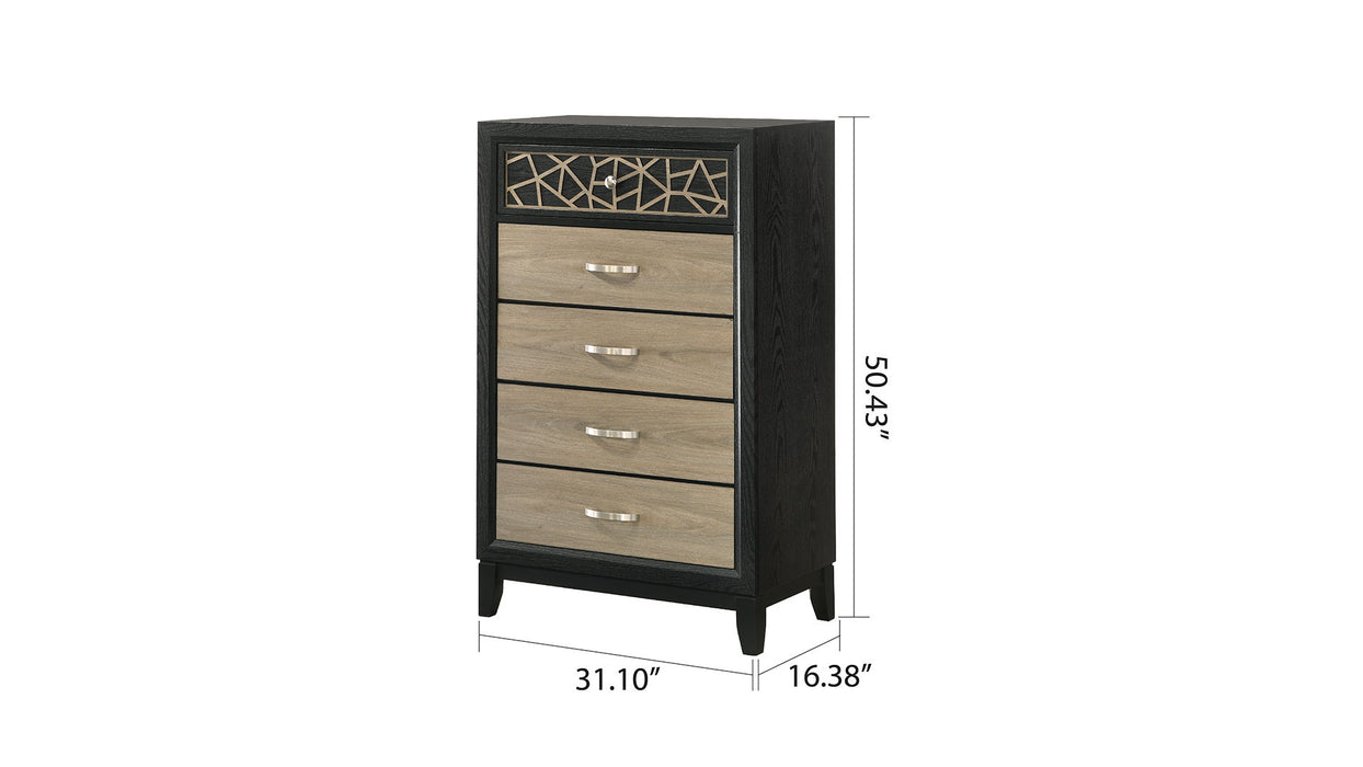 Selena Modern & Contemporary Chest Made With Wood In Black And Natural