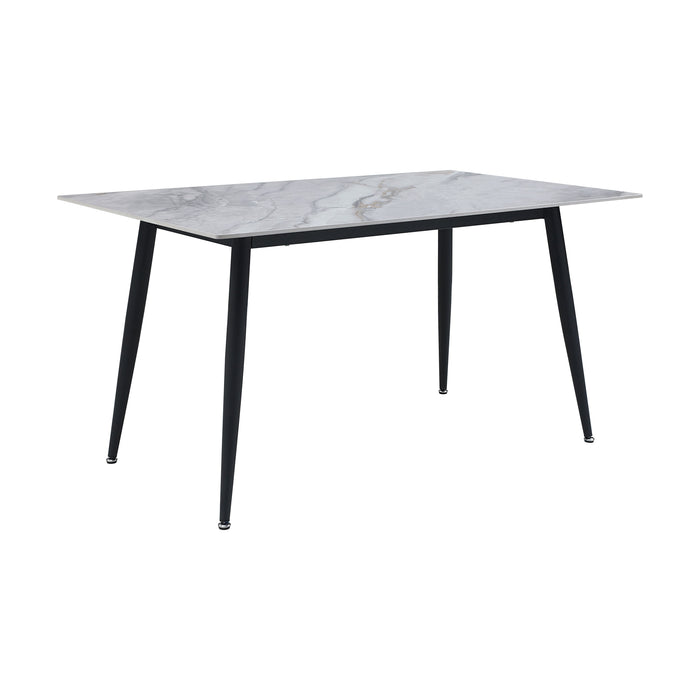 Stylish Sintered Stone Top Dining Table 1 Piece Black Metal Legs Modern Dining Furniture Contemporary Look