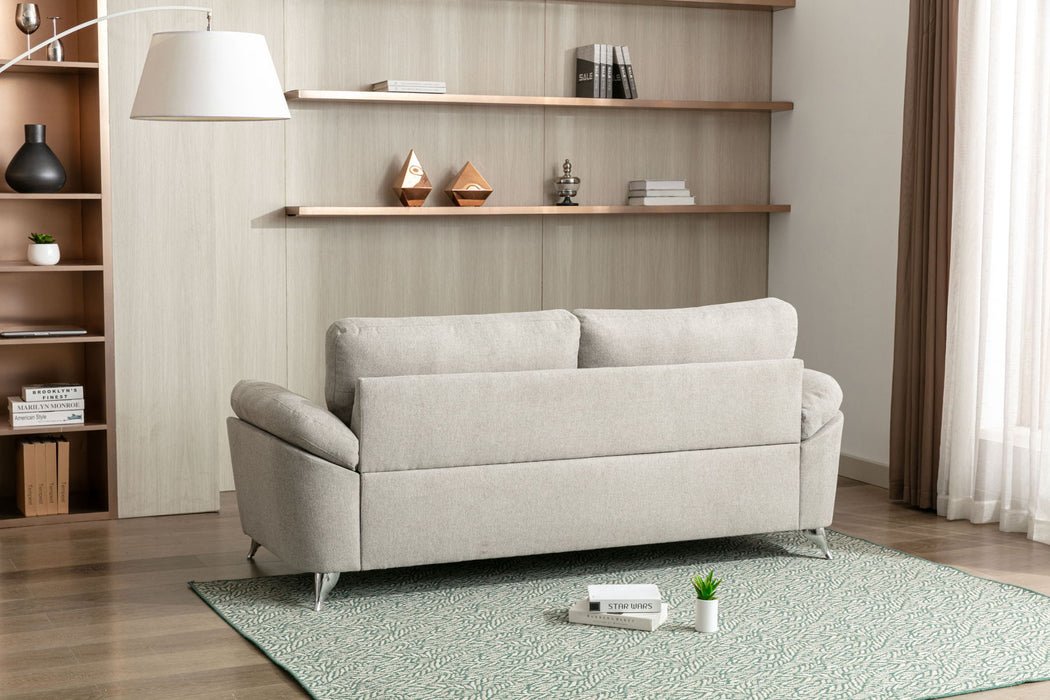 Contemporary Living Room 1 Piece Gray Color Sofa With Metal Legs Plywood Casual Style Furniture