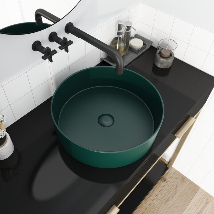 Ceramic Circular Vessel Bathroom Sink Art Sink - Green