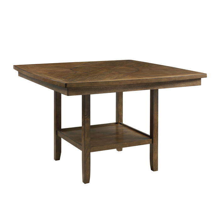 Light Oak Finish 1 Piece Counter Height Table With Functional Lazy - SUS an And Display Shelf Wooden Dining Furniture