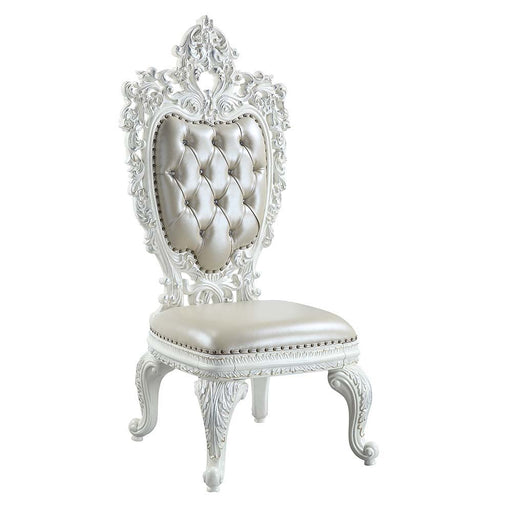 Vanaheim - Side Chair (Set of 2) - Beige PU & Antique White Finish Unique Piece Furniture