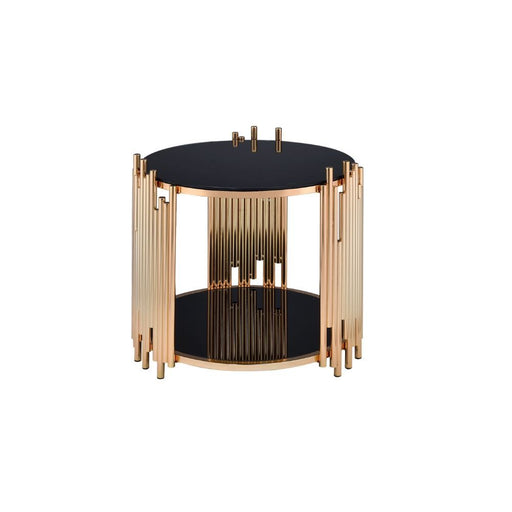 Tanquin - End Table - Gold & Black Glass Unique Piece Furniture