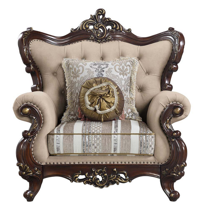 Ragnar - Chair - Light Brown Linen & Cherry Finish Unique Piece Furniture