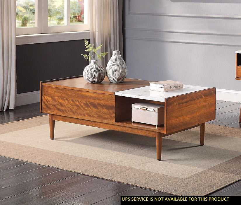 Modern Design 1 Piece Lift Top Coffee Table With Faux Marble Top Home Furniture