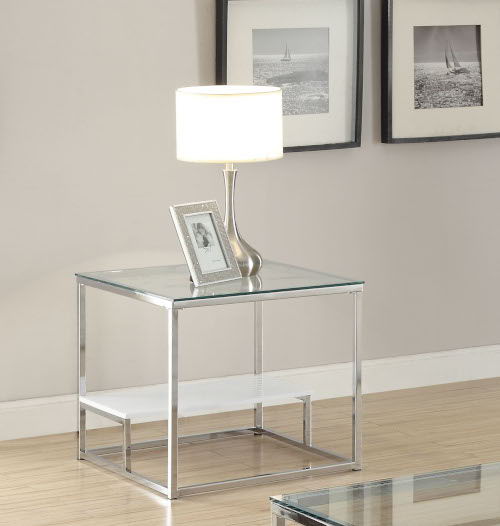 Ruben - End Table - Chrome & Clear Glass Unique Piece Furniture