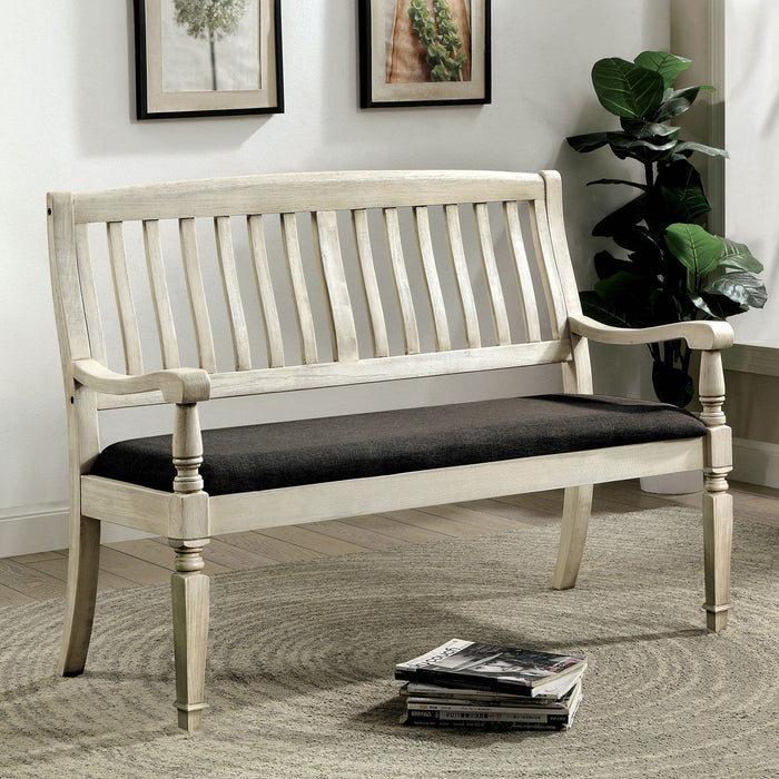 Georgia - Loveseat Bench - Antique White / Gray Unique Piece Furniture