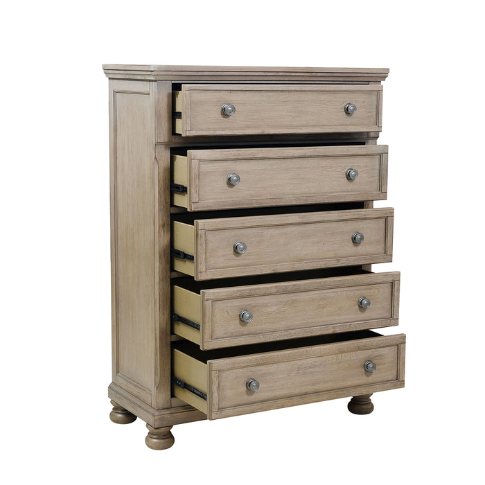 Bedroom Chest 1 Piece Wire Brushed Gray Finish Birch Veneer Drawers With Ball Bearing Glides Transitional Furniture
