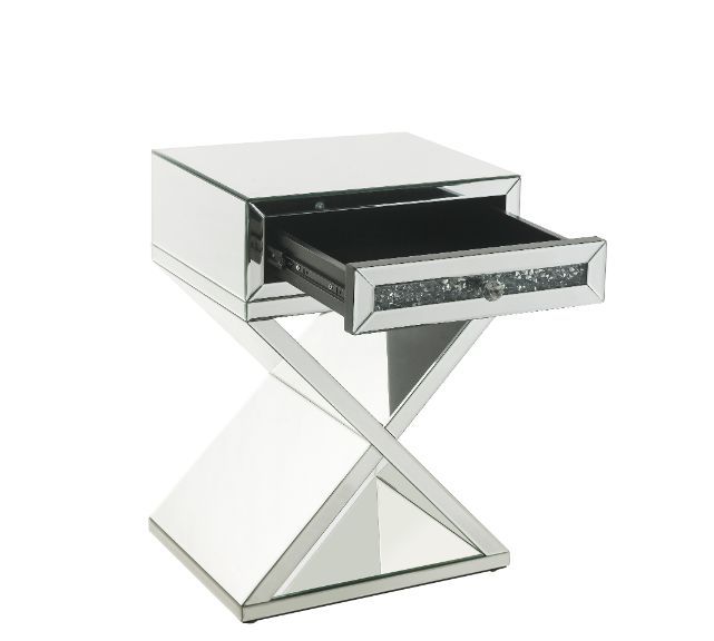 Noralie - Accent Table X-Shaped Base - Pearl Silver - Wood Unique Piece Furniture